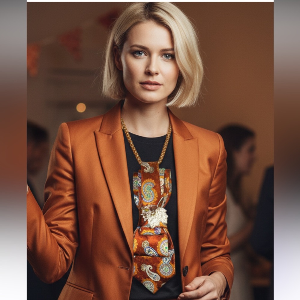 “Dainty Dapper”Elegant Paisley Tie Necklace